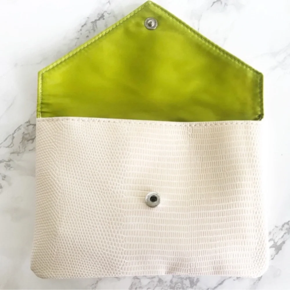 Ipsy Ivory Faux Snakeskin Glam Cosmetic Bag